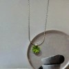 S925 Silver olive Green cut crystal necklace for women, light luxury and niche details Picture